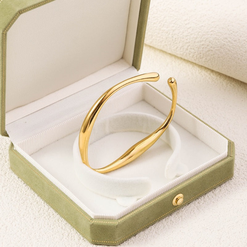 Wholesale Simple, Light Luxury, High Grade Stainless Steel 18k Real Gold Fashion Trend Bracelet